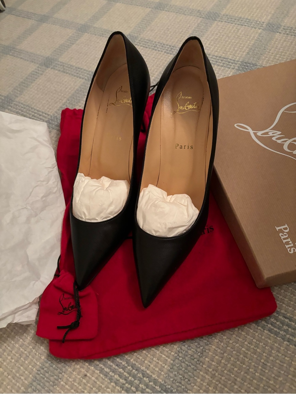 Christian Louboutin Kate 85 Black Leather Heels